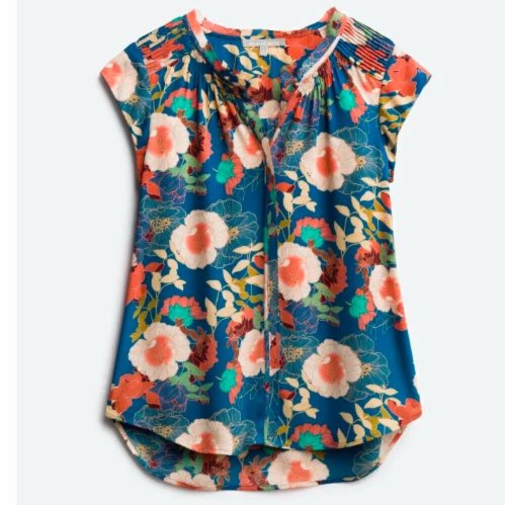 Colorful Daniel Rainn "Bernal" Split Neck Blouse, Size XL, Like-New Condition